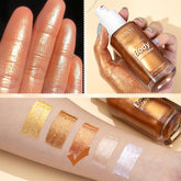 40ML Body Illuminator, Body Glitter Oil, Silky Body Shimmer Oil, Moisturizing Body Highlighter Shimmer, Shimmer Lotion for Body Makeup, Cream Body Glow Bronzer Drops (Bronze Gold)